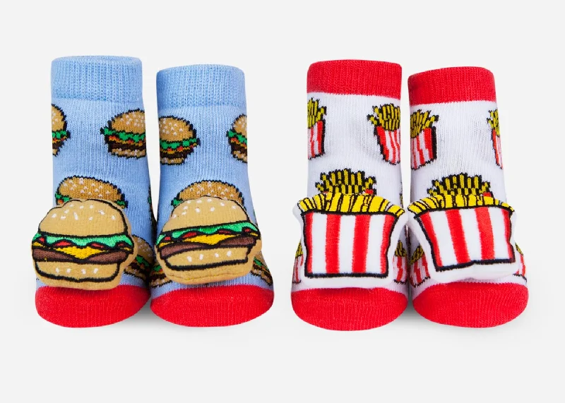 Comfortable Socks-Waddle Burger and Fries Rattle Socks