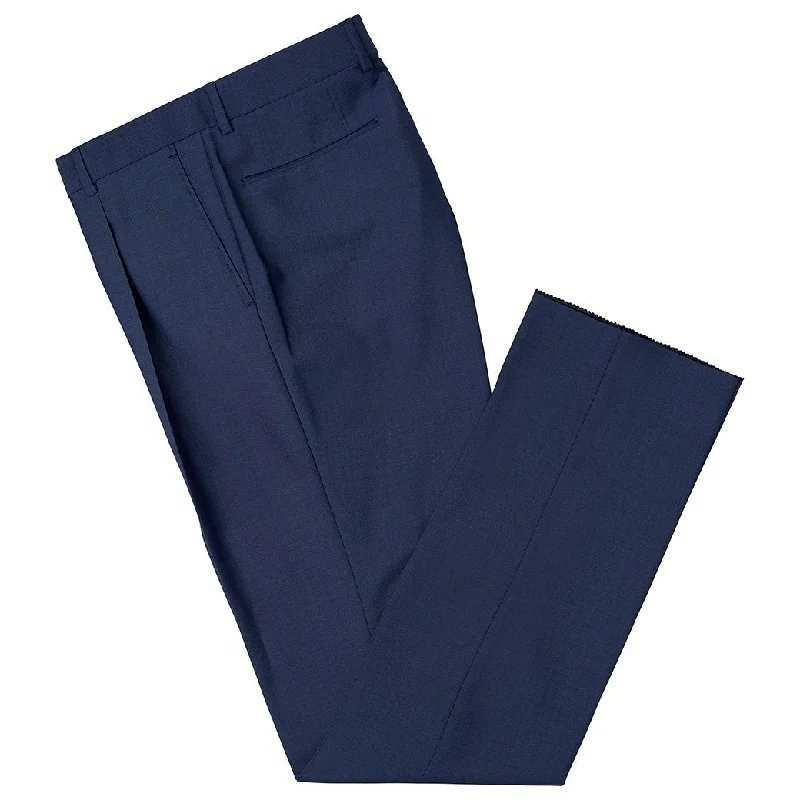 Patterned Pants-Tyler Dark Blue Mohair Wool Trousers