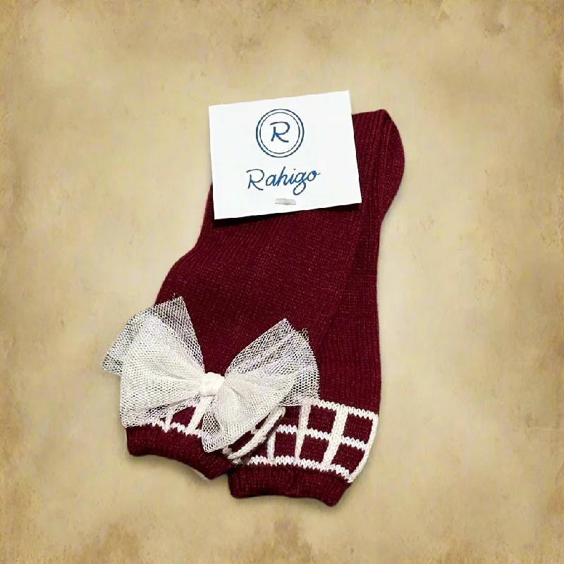 Crew Socks-Dark Red and Cream Socks