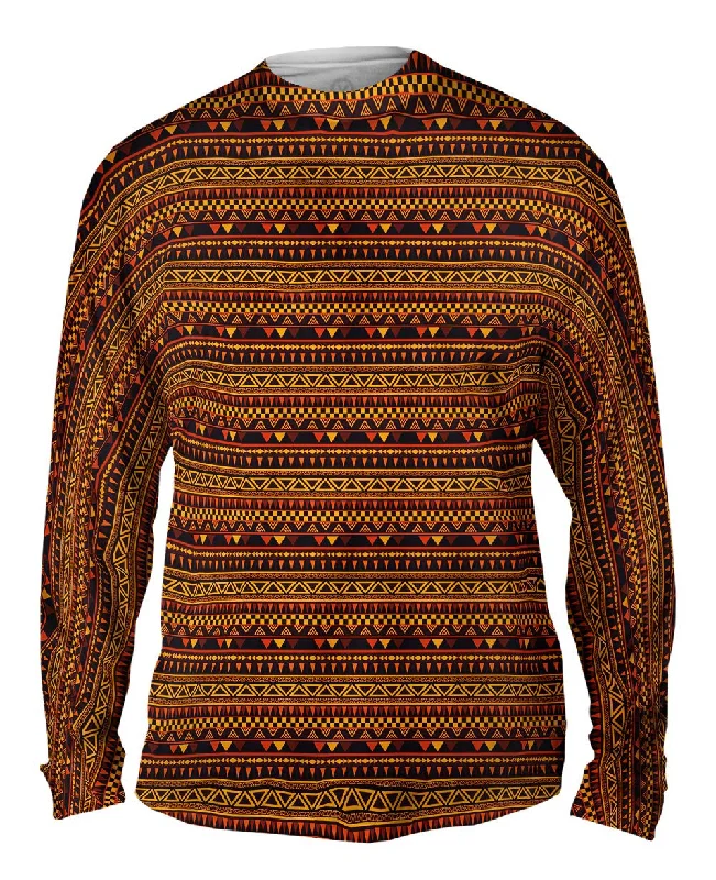 Casual Fit Long Sleeve-Tribal Yellow Aztec Warrior