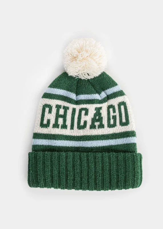 Casual Snapback Hat-Adult Mad Hatter Chicago Pom Beanie - Emerald