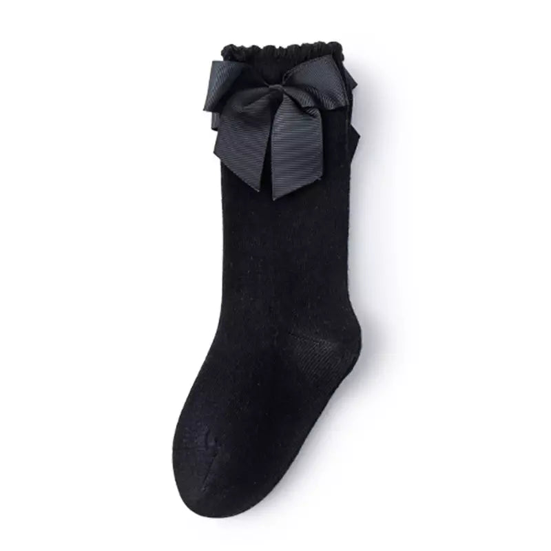 Slip Resistant Socks-Cotton Black Bow Sock