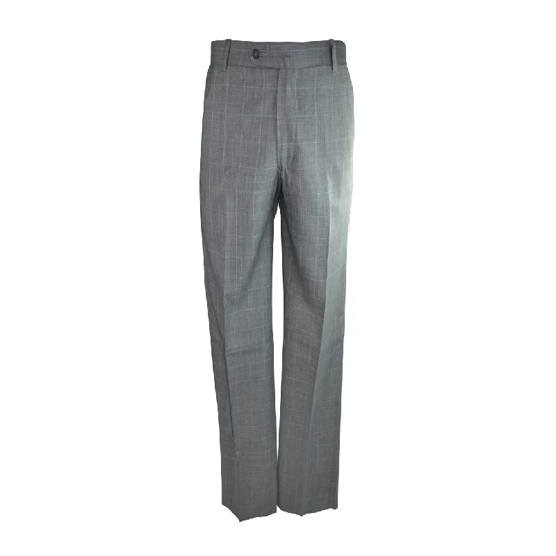 Sport Pants-Laguna Flat Front Trouser - Grey Windowpane