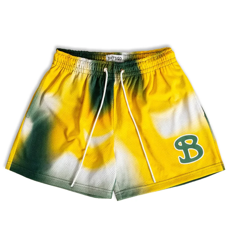 Printed Shorts-MARCH SLAM SHORTS - GREEN, YELLOW, WHITE