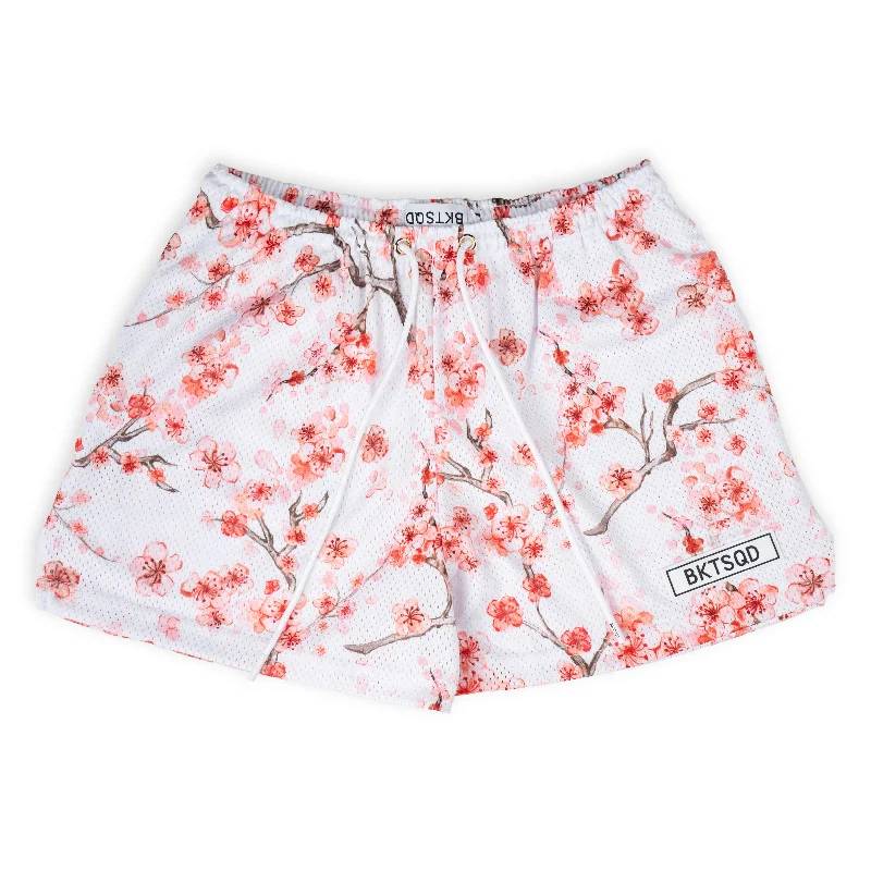 Soft Shorts-WOMEN’S WHITE CHERRY BLOSSOM SHORTS