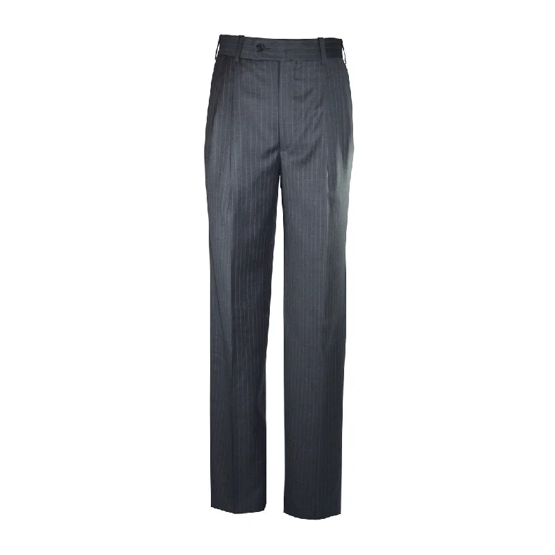 Drawstring Pants-Newport Pleated Front Trouser - Grey