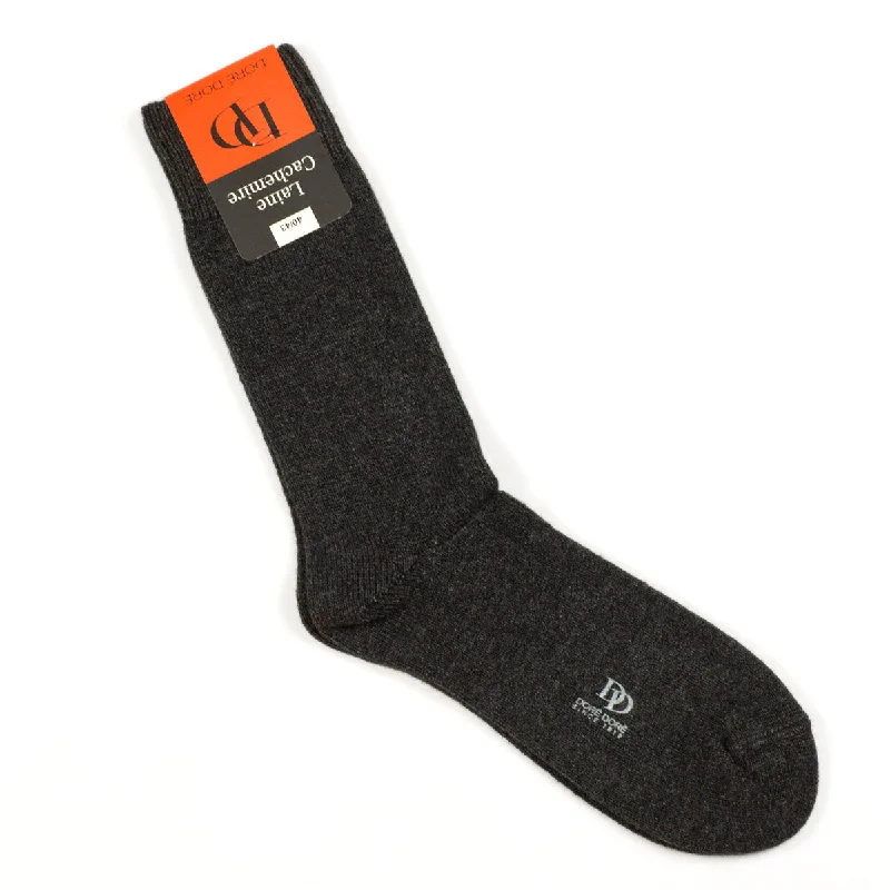 Hiking Wool Socks-Wool & cashmere socks, charcoal grey