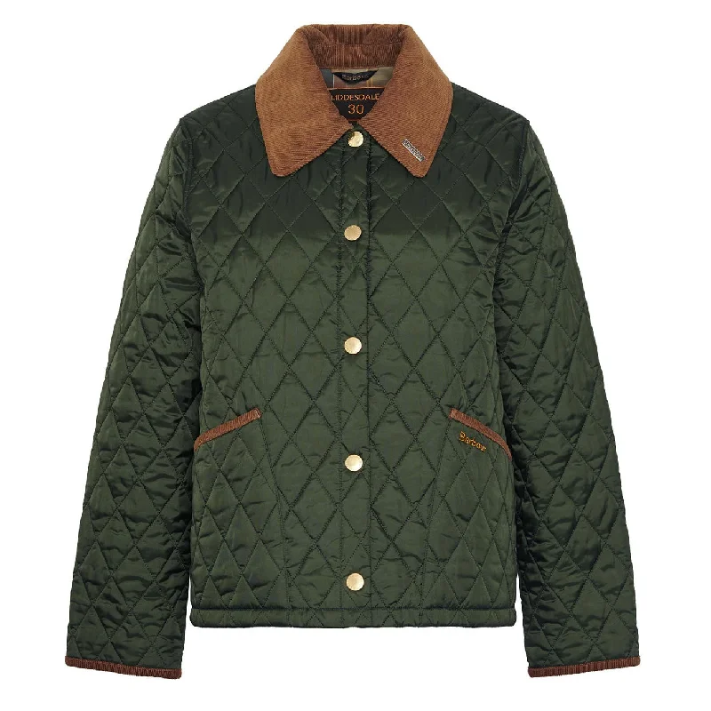 Slim Fit Jacket-Barbour Womens 30th Anniversary Cropped Liddesdale Olive / Classic