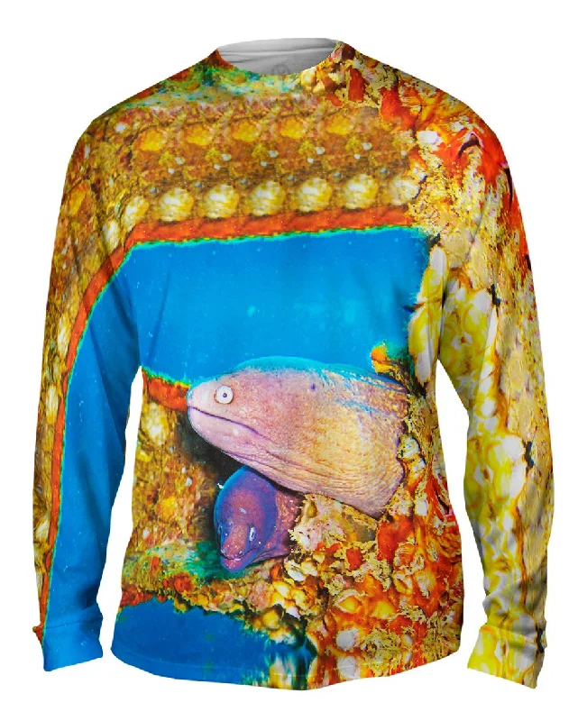 Slim Fit Long Sleeve-Two Moray Eels Underwater