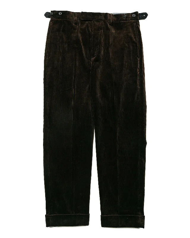 Sporty Pants-Beams Plus Ivy Trousers Ankle-Cut Corduroy Dark Brown