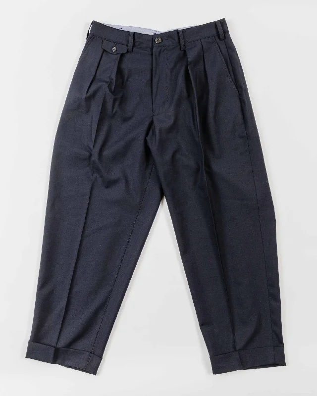 Quilted Pants-Beams Plus 2Pleats Wool Tropical Dark Navy