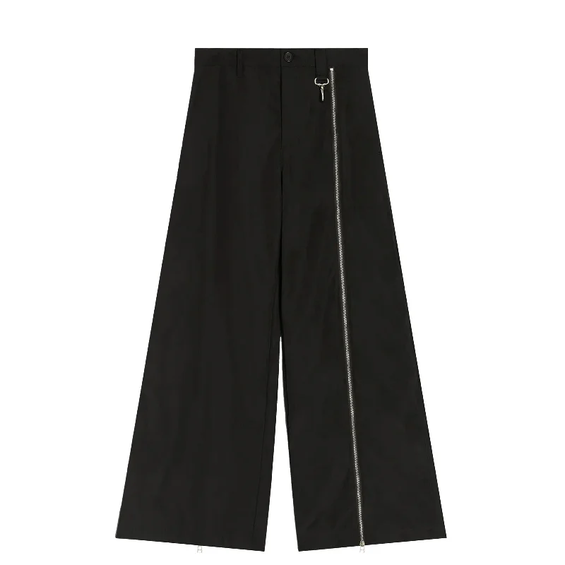 Casual Fit Pants-ASYMMETRICAL ZIPPED NYLON TROUSER