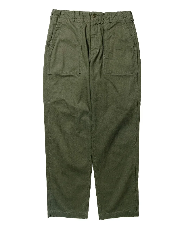 High-Waisted Pants-Engineered Garments Fatigue Pant Olive Cotton Herringbone Twill