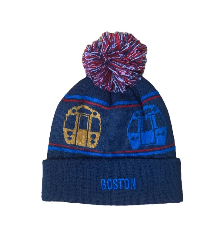 Custom Embroidered Hat-Boston MBTA Pom Pom Hat (ADULT)