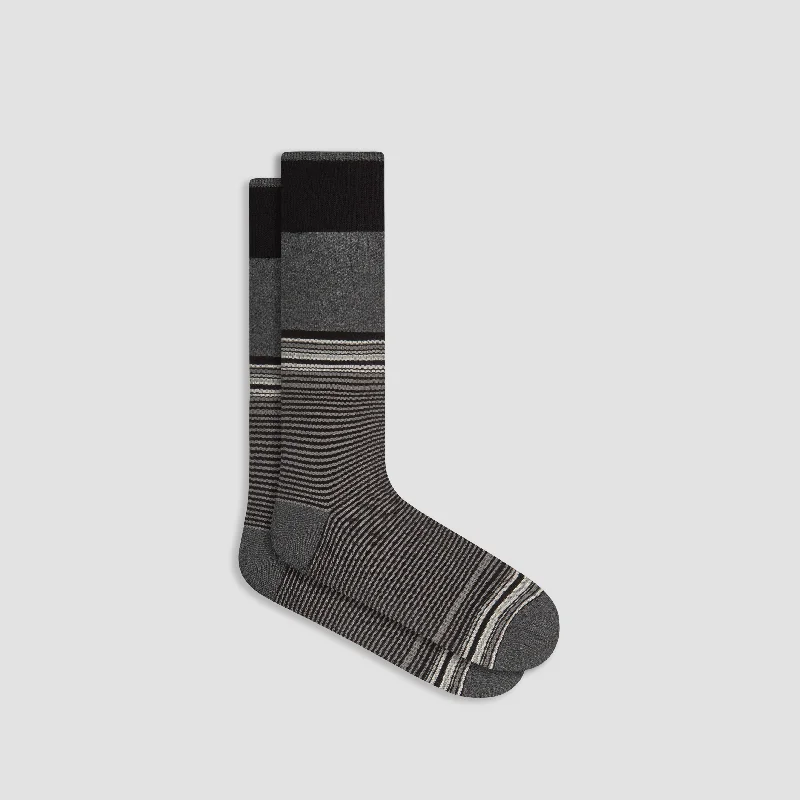 Thermal Boot Socks-Striped Cashmere Mid-Calf Socks