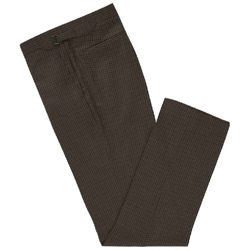 Slim Fit Work Pants-Barney Brown and Green Gingham Check Trousers