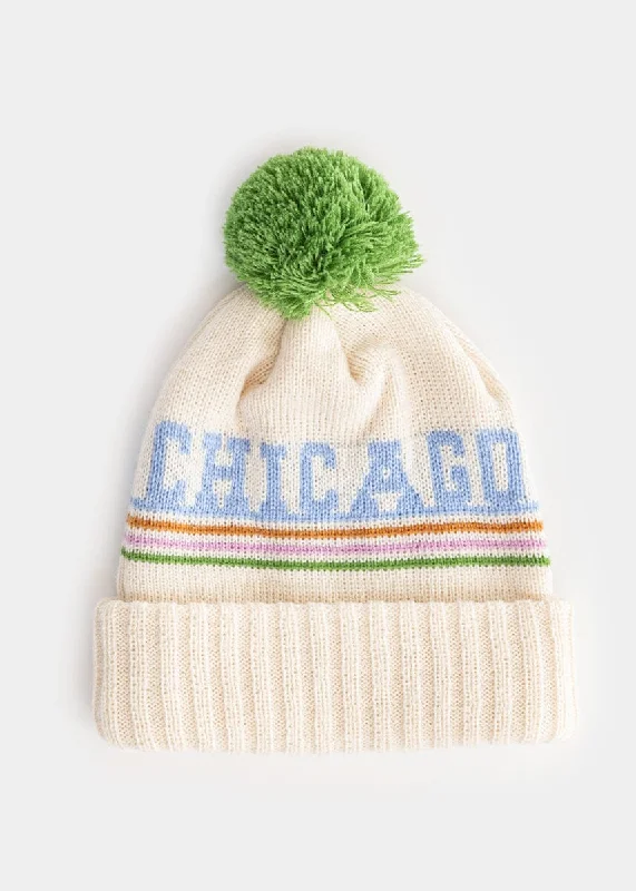 Warm Beanie Hat-Adult Mad Hatter Chicago Pom Beanie - Retro Multi