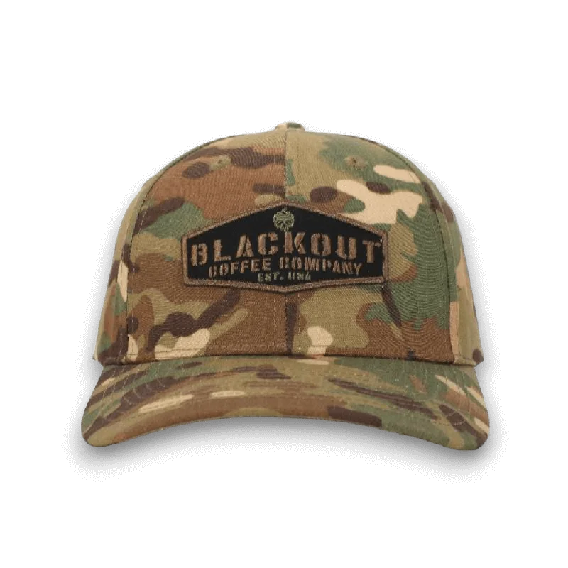 Casual Knit Hat-CAMO PATCH HAT WITH VELCRO CLOSURE