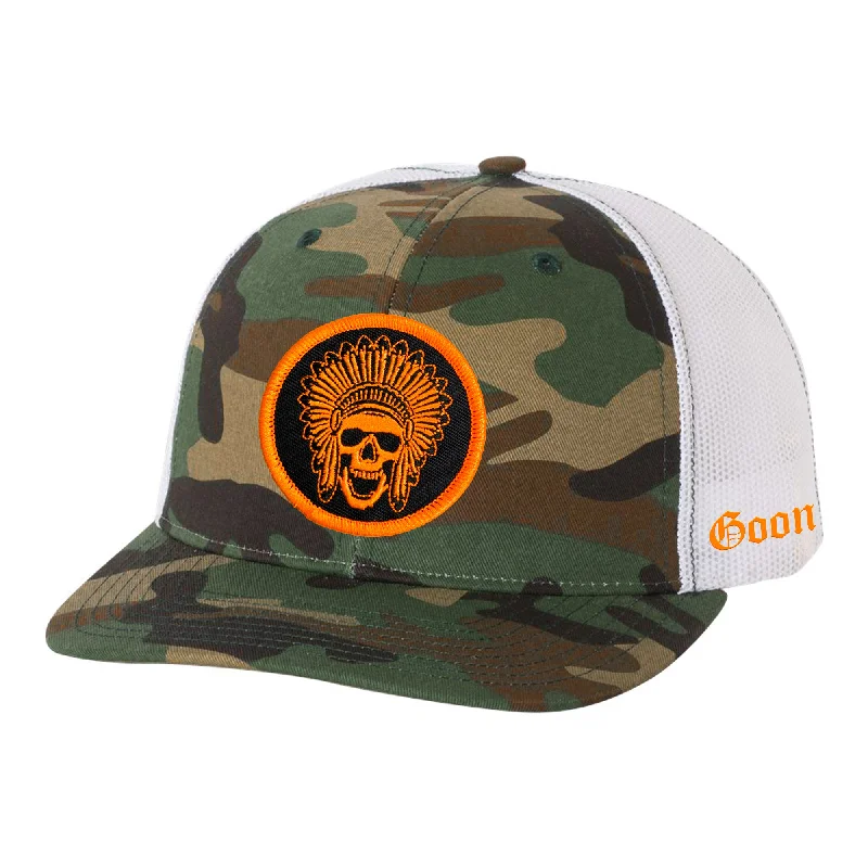 Casual Snapback Hat-Hi Vis Goon Squad Hat - Army Camo/White