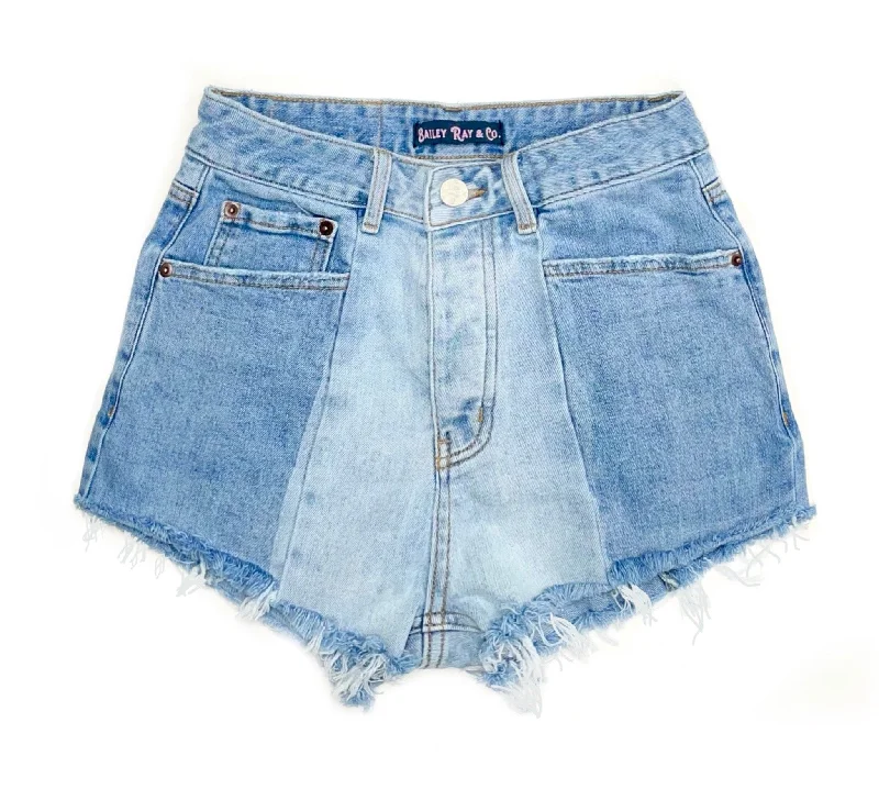 Vintage Shorts-Two Tone High Waisted Denim Shorts  - The Camille