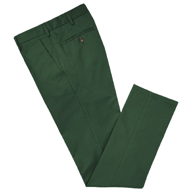 High Rise Work Pants-Terrance Green Cotton Chino Trouser