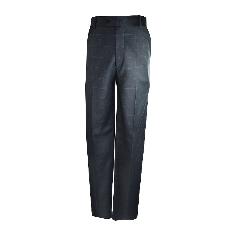 Plaid Check Pants-Laguna Flat Front Trouser - Midnight