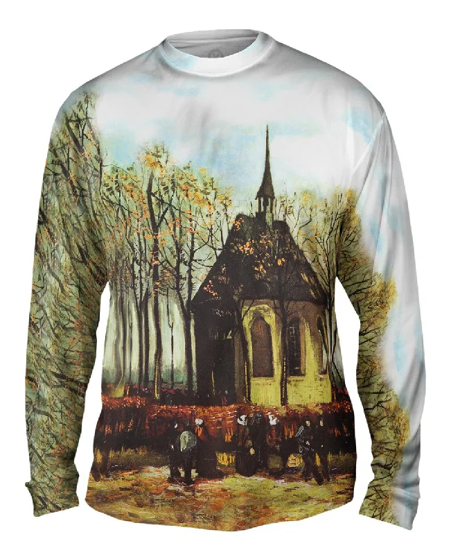 Striped Long Sleeve-Van Gogh -"Congregation Leaving Church" (1884)