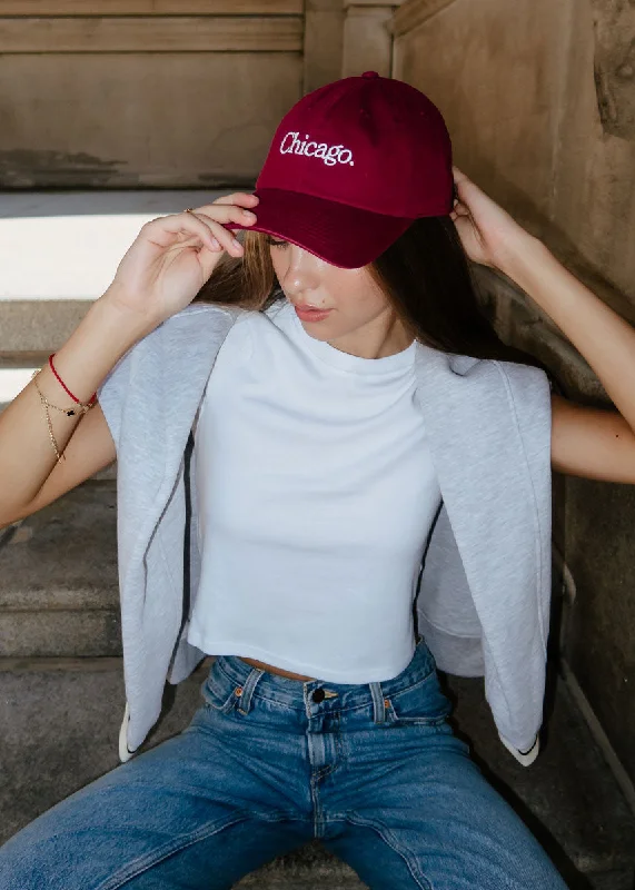 Iconic Sports Hat-Chicago. Dad Hat - Burgundy