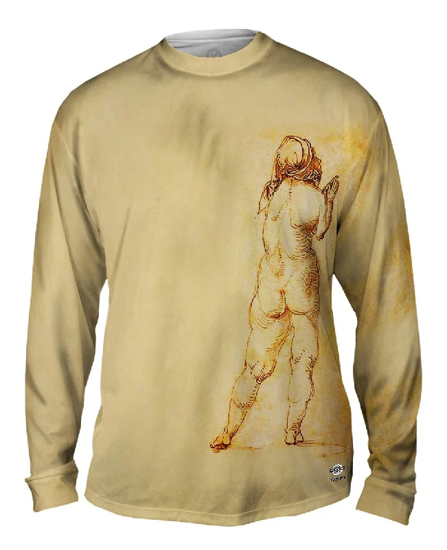 Cozy Long Sleeve Sweatshirt-Albrech Durer - "Female Nude Praying" (1514)