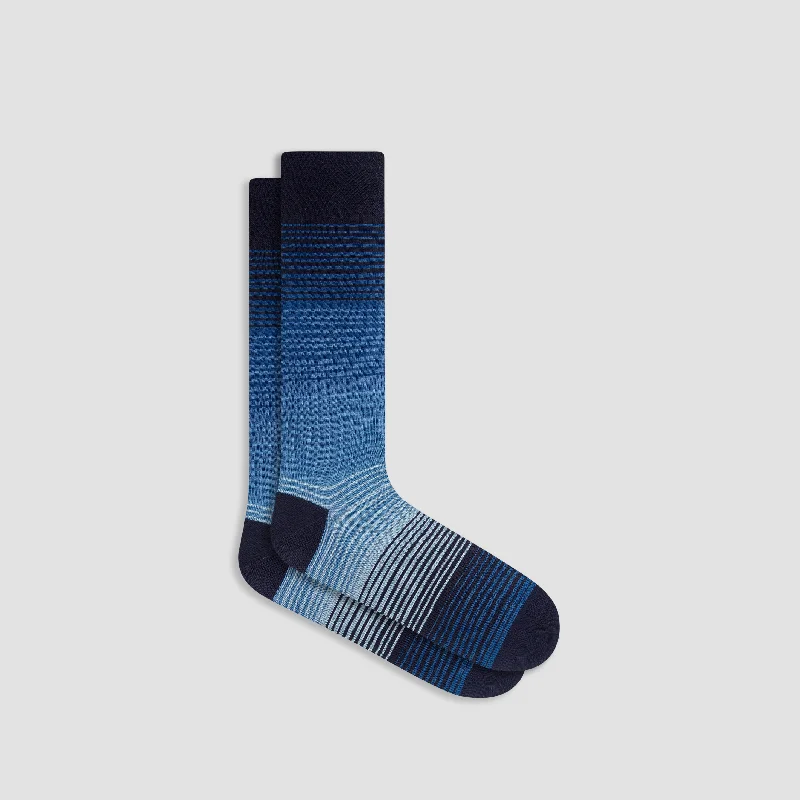 Low-Cut Athletic Socks-Striped Mid-Calf Socks