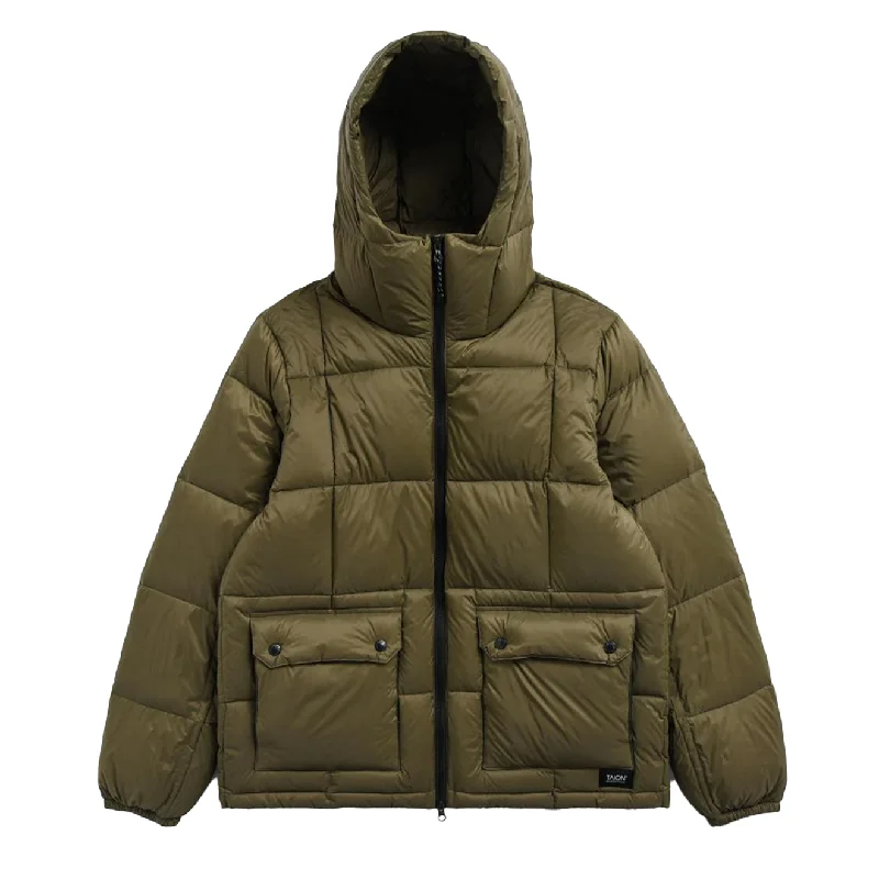 Rain Jacket-Taion Volume Hood Down Jacket Olive