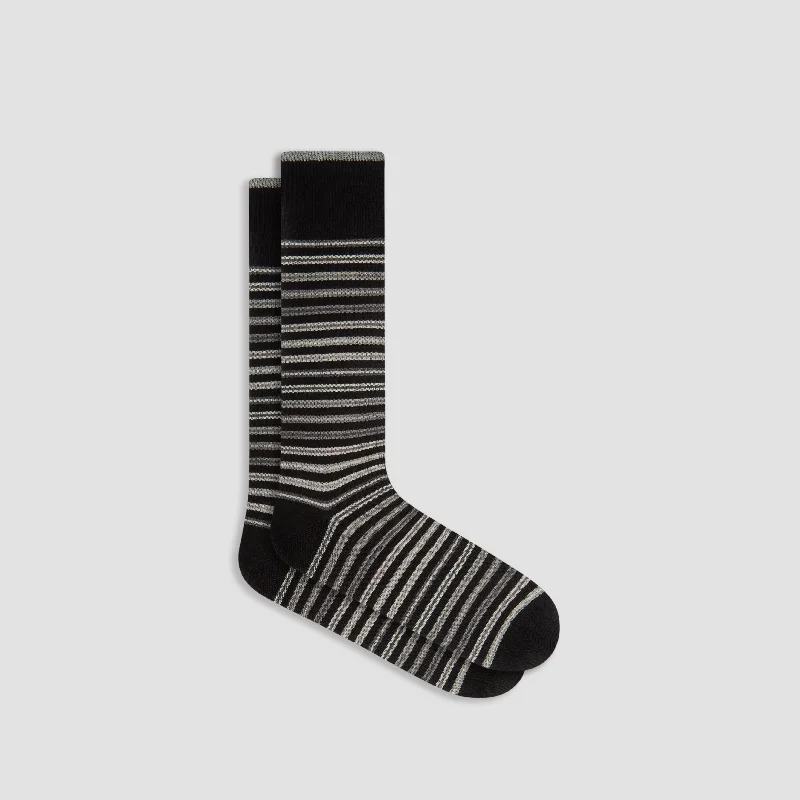 Soft Socks-Striped Cashmere Mid-Calf Socks