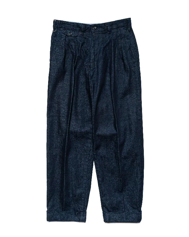 Stretch Pants-Beams Plus 2Pleats Denim Indigo