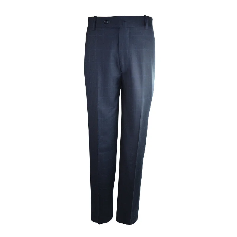 Lightweight Joggers-Laguna Flat Front Trouser - Blue Windowpane