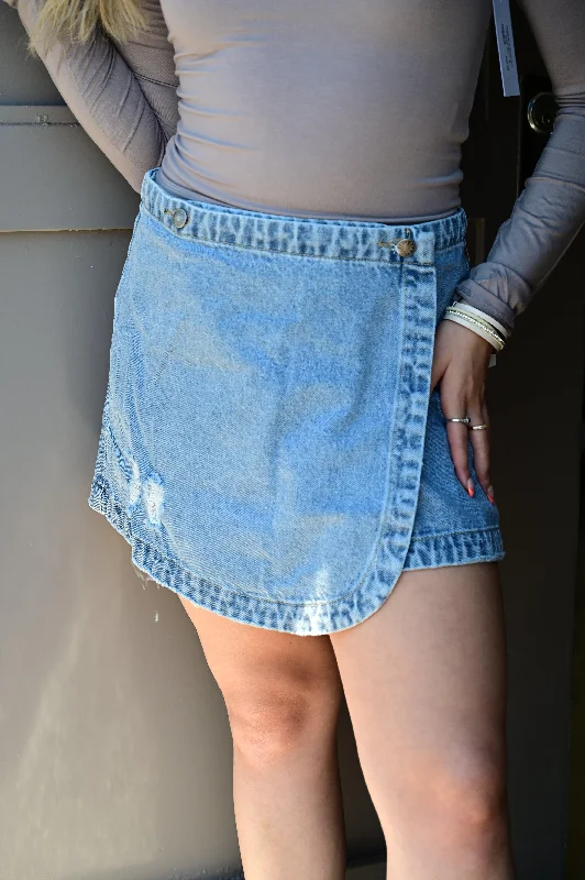 Loose Style Shorts-Taylor Denim Skirt