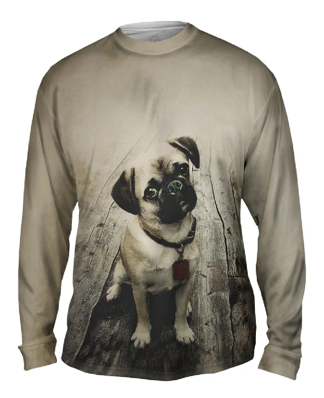 Long Sleeve Sweatshirt-Vintage Wood Pug