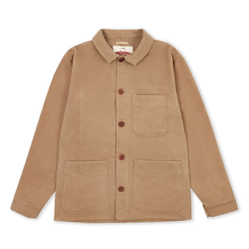 Rain Jacket-Luxury Heavyweight Moleskin Workwear Jacket - Beige