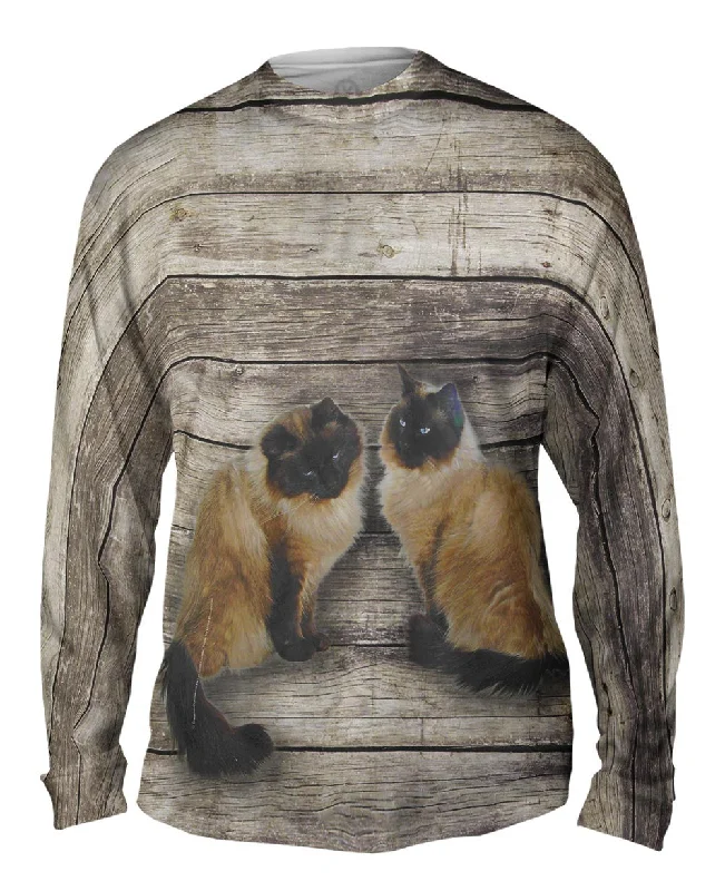 Comfortable Fit Long Sleeve-Vintage Siamese Cats