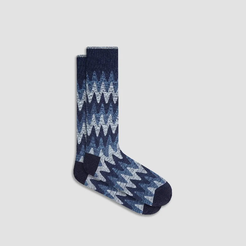 Wool Blend Socks-Flame Stripe Mid-Calf Socks