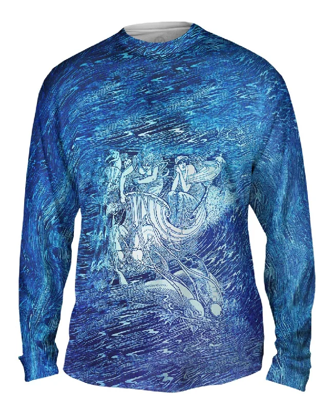 Casual Crew Neck Long Sleeve-Walter Crane - "Mermaid Dolphin Chariot"