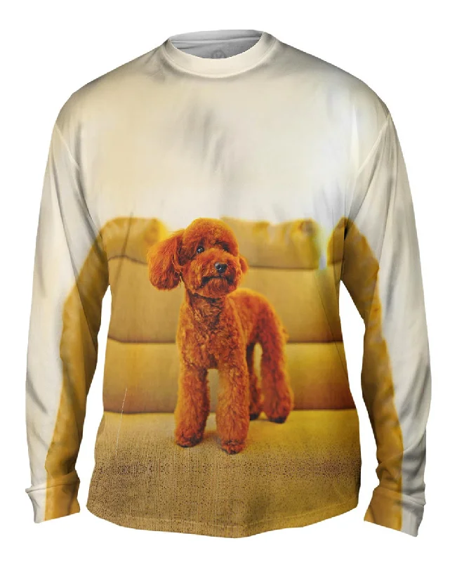 Long Sleeve Henley-Toy Poodle Watching Closely