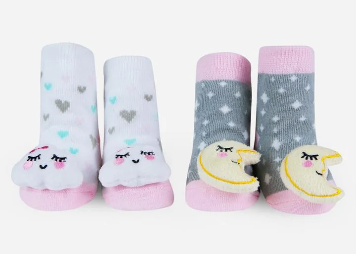 Silk Socks-Waddle Moon and Cloud Rattle Socks