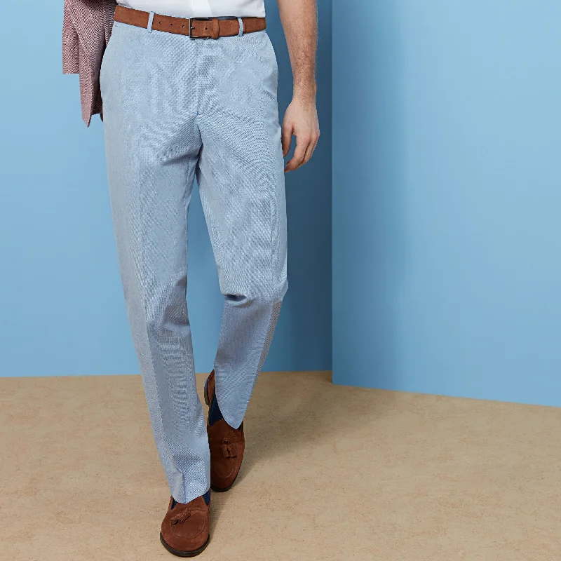 Pleated Pants-Barney Blue Oxford Trouser