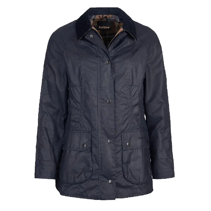 Denim Jacket-Barbour Womens Beadnell Wax Jacket Navy