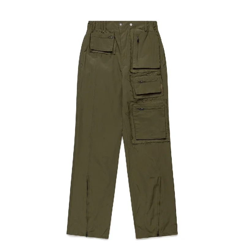 Wool Pants-RAW EDGE MULTI-POCKET PANTS