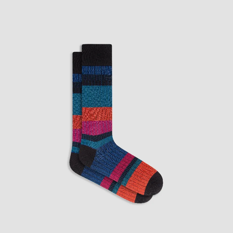 Slip-On Socks-Color Block Mid-Calf Socks