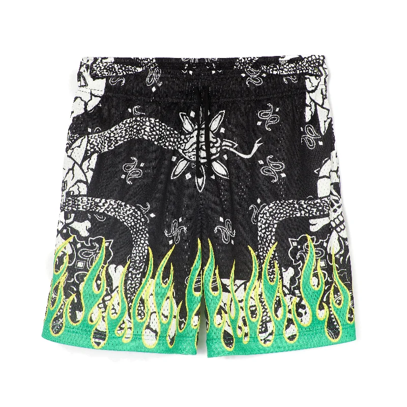 Colorful Shorts-MESH ATHLETIC SHORT IN PAISLEY FLAME