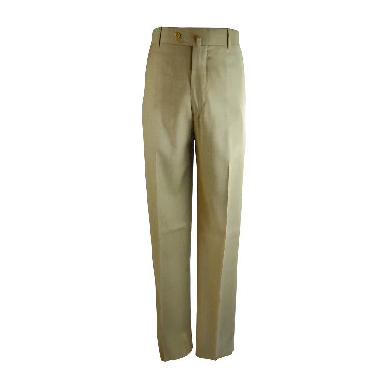 Slim Fit Work Pants-Laguna Flat Front Trouser - Gold Windowpane