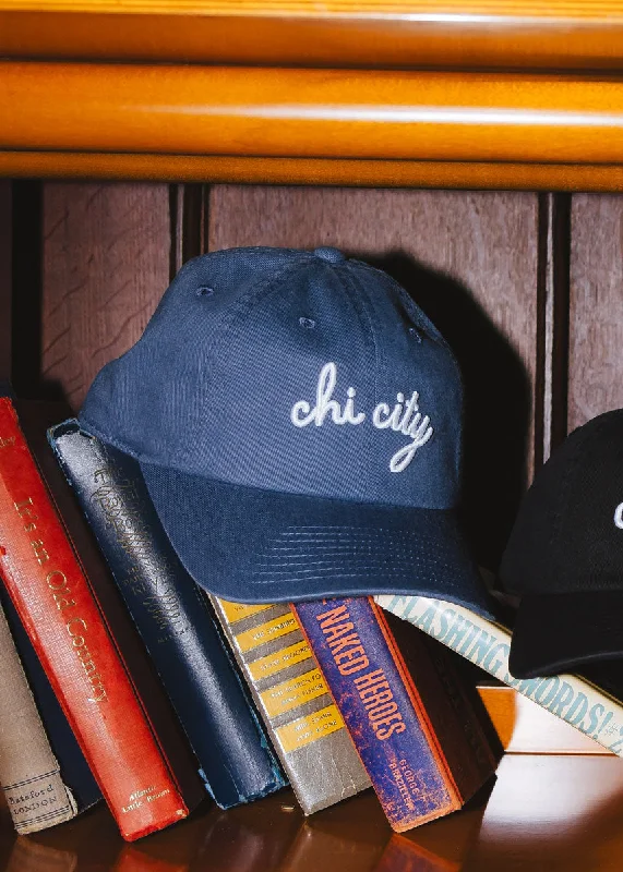 Comfortable Sun Hat-Chi City Cursive Dad Hat - Breaker Blue