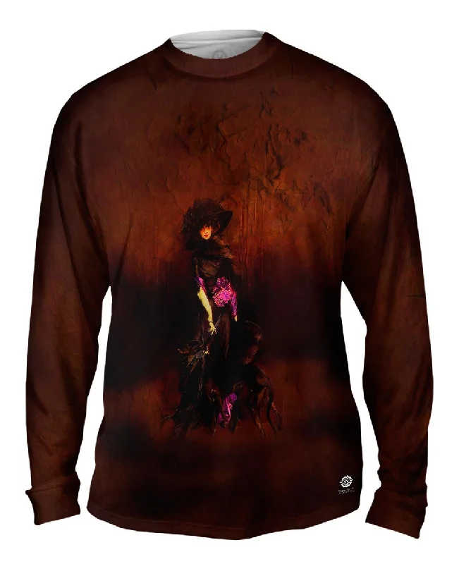 Slim Fit Long Sleeve-Giovanni Boldini - "Portrait Marchesa Luisa Casati Greyhound" (1908)